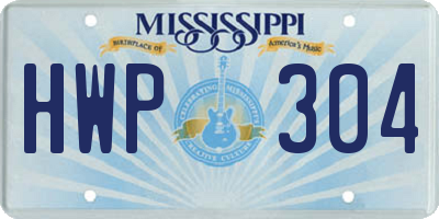 MS license plate HWP304
