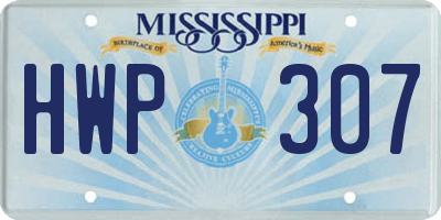 MS license plate HWP307