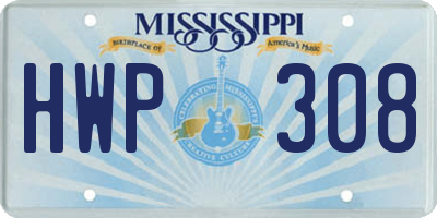 MS license plate HWP308
