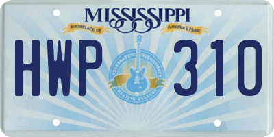MS license plate HWP310