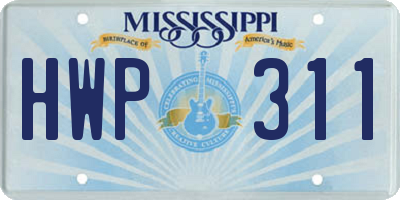 MS license plate HWP311