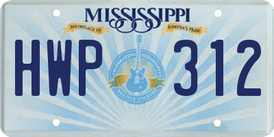 MS license plate HWP312