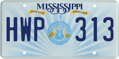 MS license plate HWP313