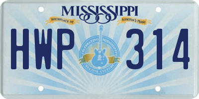 MS license plate HWP314