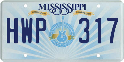 MS license plate HWP317