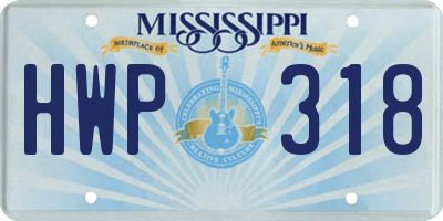MS license plate HWP318