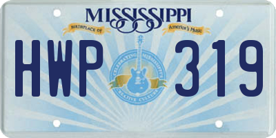 MS license plate HWP319