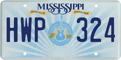 MS license plate HWP324