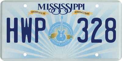 MS license plate HWP328