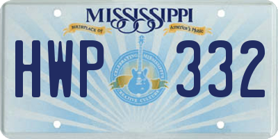 MS license plate HWP332