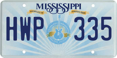 MS license plate HWP335