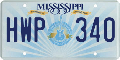 MS license plate HWP340