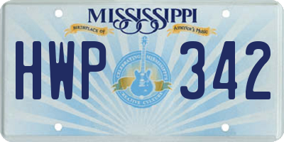 MS license plate HWP342