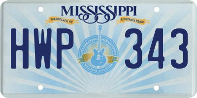 MS license plate HWP343