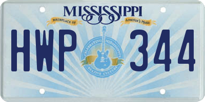 MS license plate HWP344