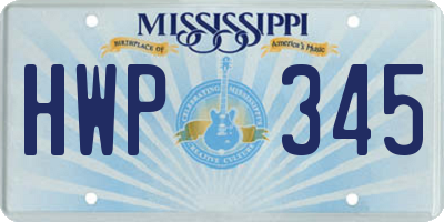MS license plate HWP345