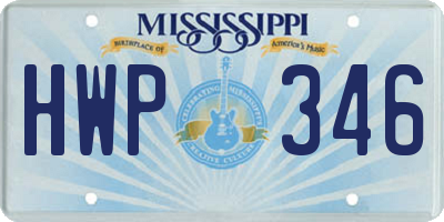 MS license plate HWP346