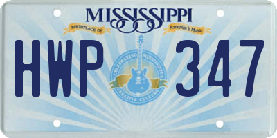 MS license plate HWP347