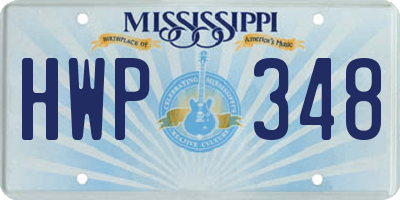 MS license plate HWP348