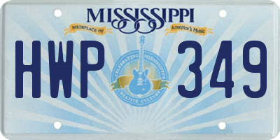 MS license plate HWP349