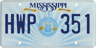 MS license plate HWP351