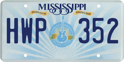 MS license plate HWP352