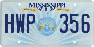 MS license plate HWP356