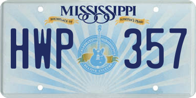 MS license plate HWP357