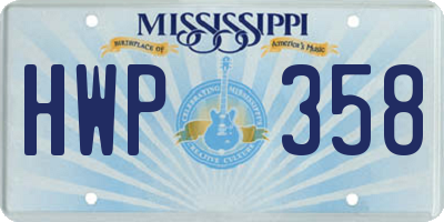 MS license plate HWP358