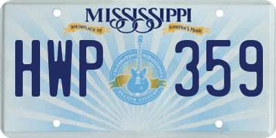 MS license plate HWP359