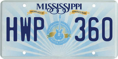 MS license plate HWP360