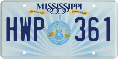 MS license plate HWP361