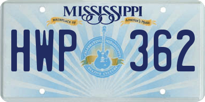 MS license plate HWP362