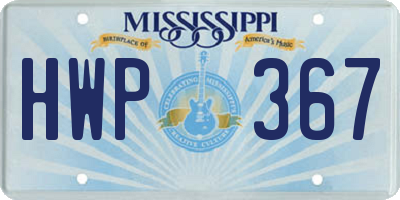 MS license plate HWP367
