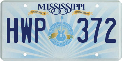 MS license plate HWP372