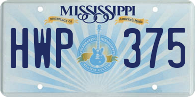 MS license plate HWP375