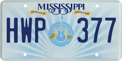 MS license plate HWP377