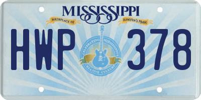 MS license plate HWP378