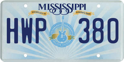 MS license plate HWP380