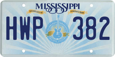 MS license plate HWP382