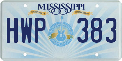 MS license plate HWP383