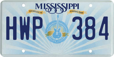 MS license plate HWP384