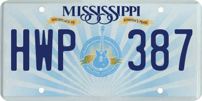 MS license plate HWP387
