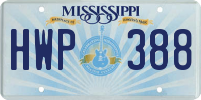 MS license plate HWP388