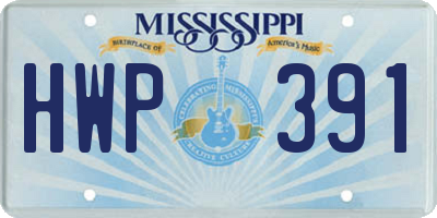 MS license plate HWP391