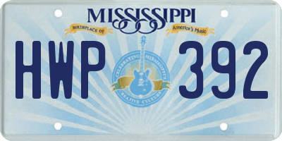 MS license plate HWP392