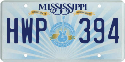 MS license plate HWP394