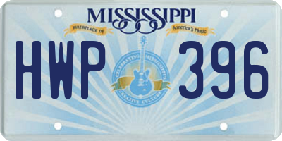 MS license plate HWP396