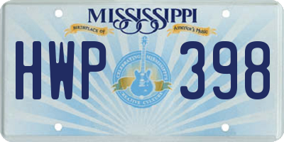 MS license plate HWP398