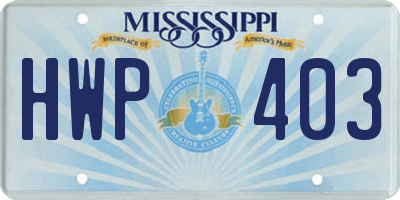 MS license plate HWP403